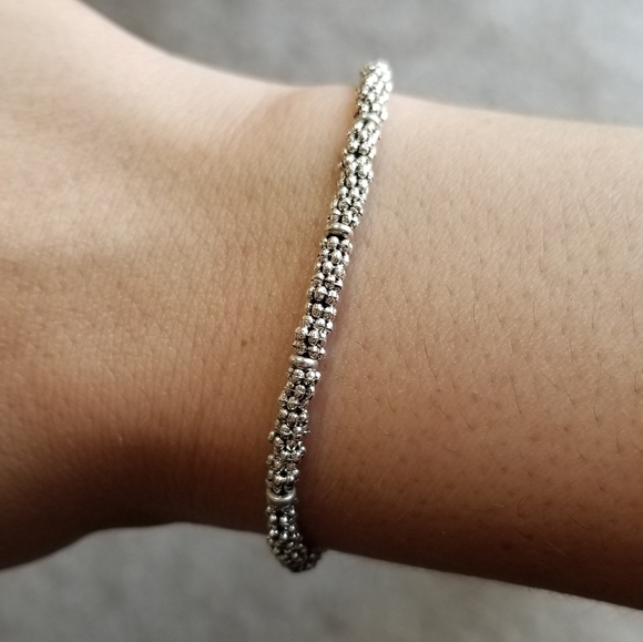 Ladies Silver Beaded Toggle Bracelet - Picture 10 of 11